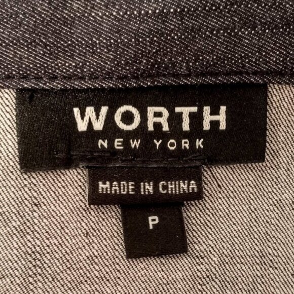 Worth Blue Denim Camel Leather Pocket Zip Jacket - Picture 7 of 9